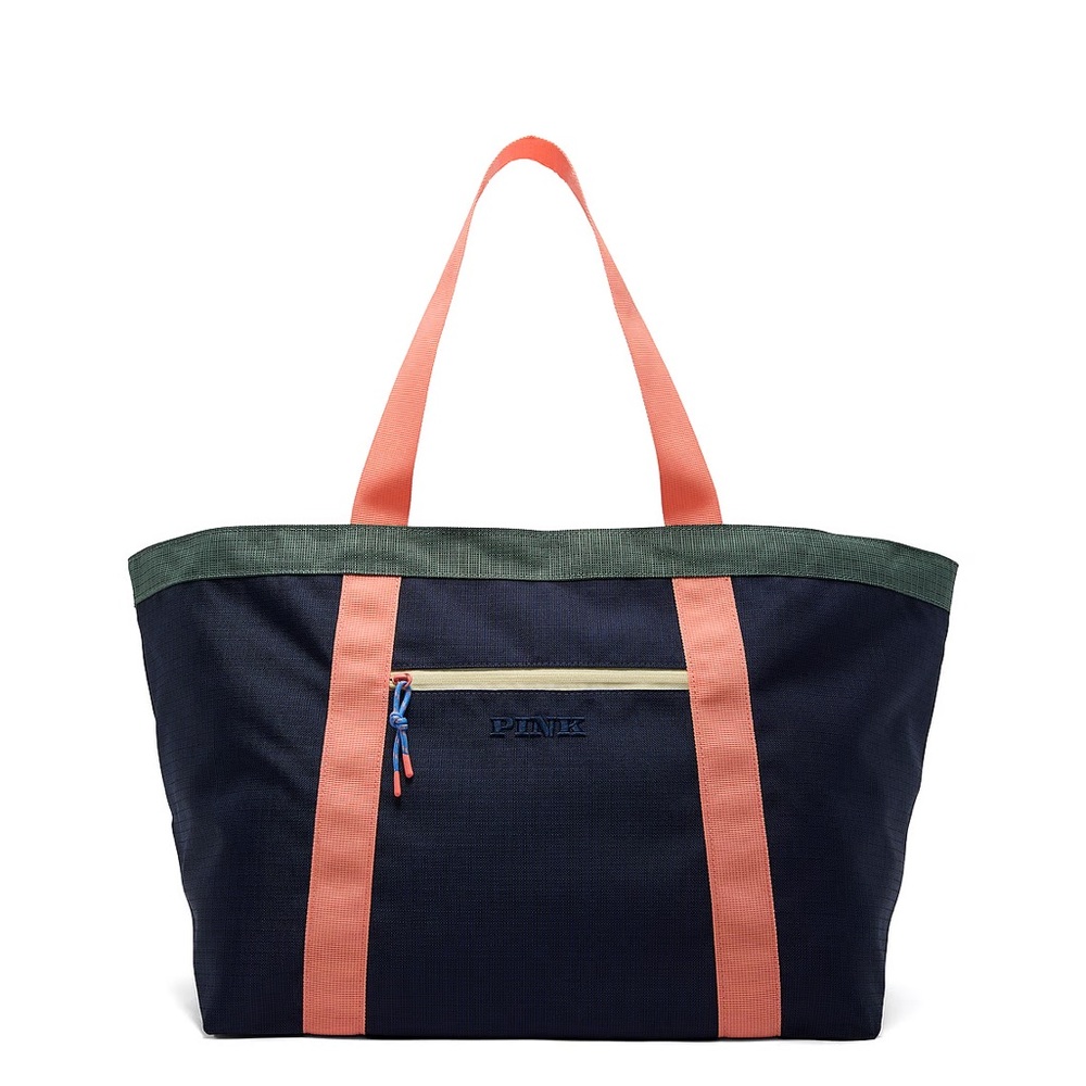 PINK Victoria's Secret Navy and Coral Tote Bag